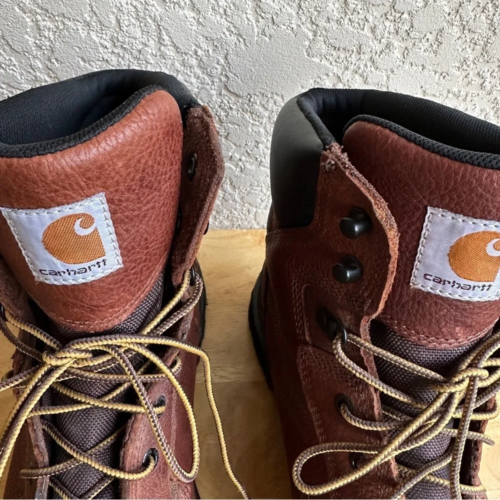 Carhartt Men's 6" Brown Leather Work Boots Insulated Waterproof Steel Toe Sz 13 - Picture 8 of 12